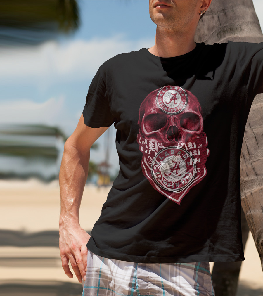 Skull Alabama Crimson Tide Bandana T-Shirt