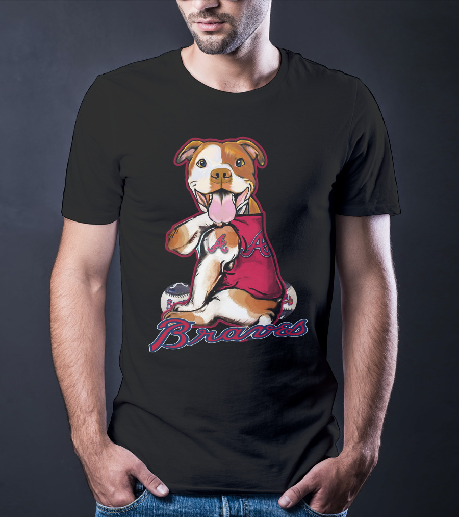 Atlanta Braves Pitbull Baseball Paw Fans T-Shirt