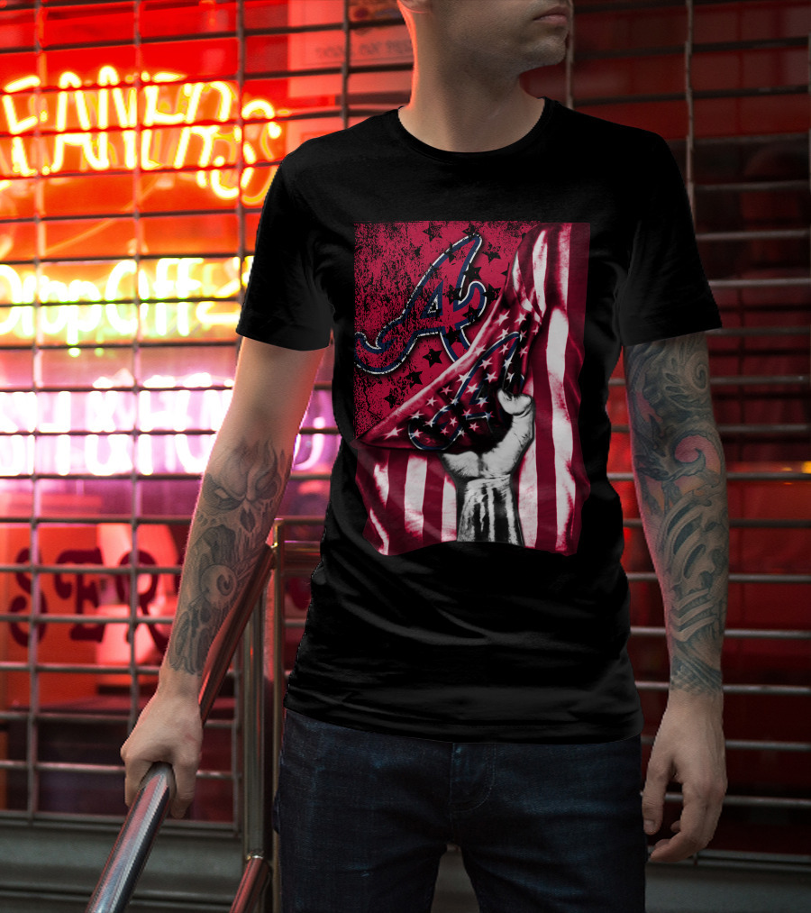 Flag Atlanta Braves Stars Stripes Baseball T-Shirt