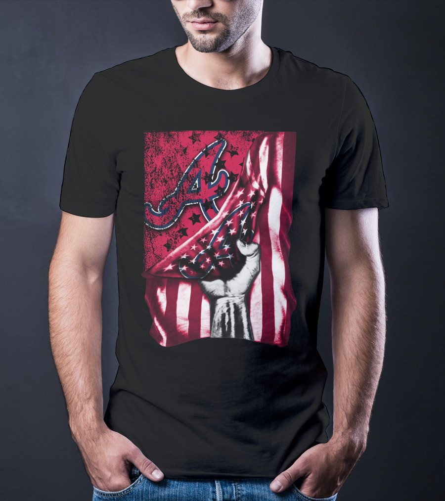 Flag Atlanta Braves Stars Stripes Baseball T-Shirt