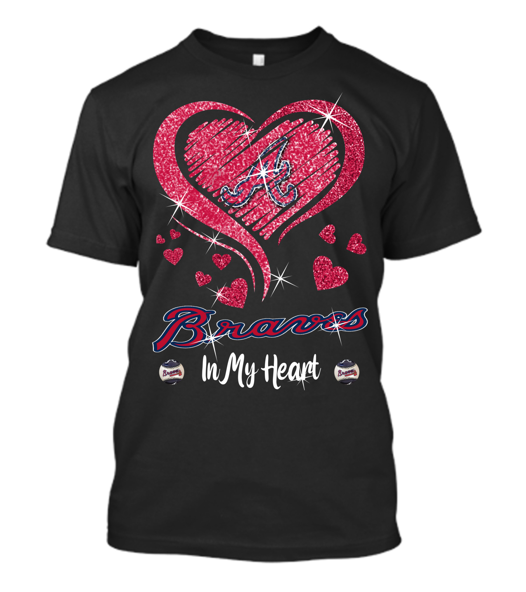 Braves In My Heart Sparkling Heart T-Shirt
