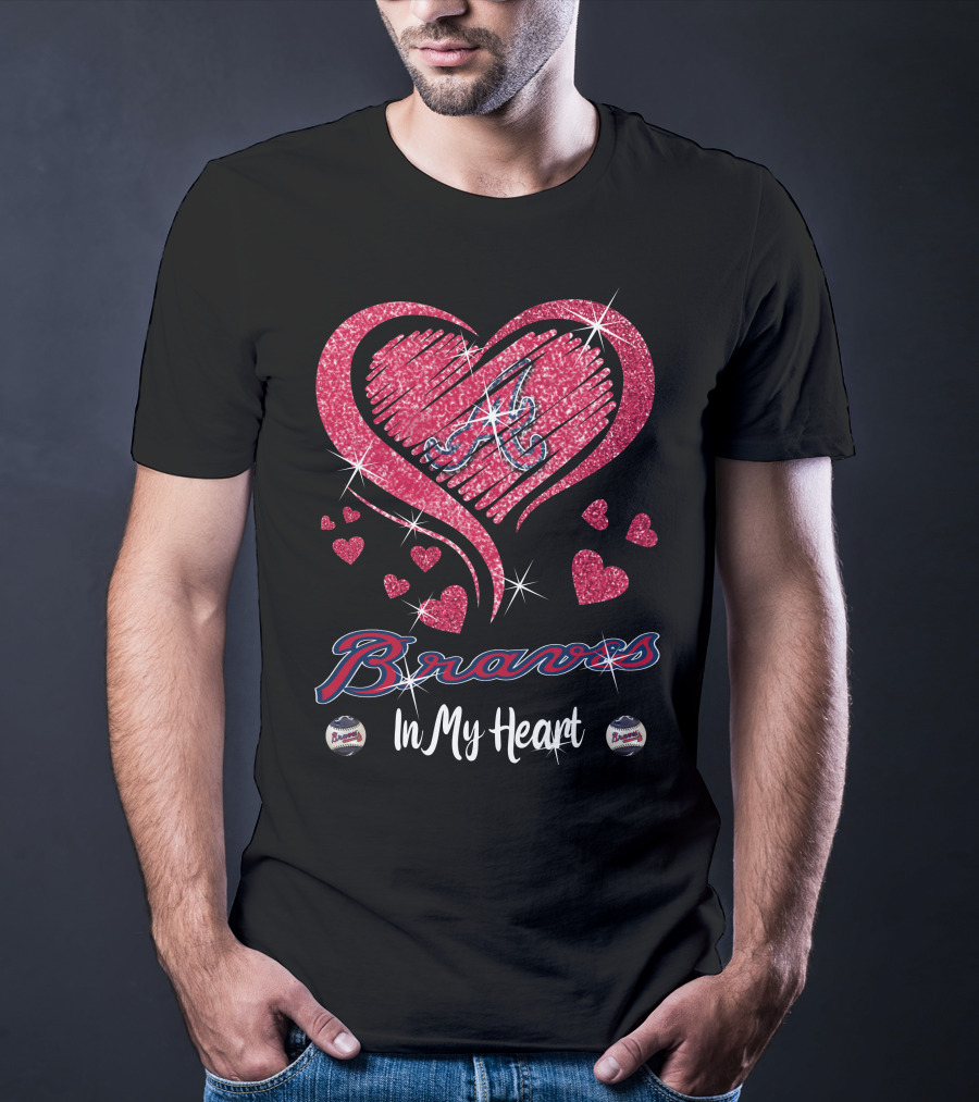 Braves In My Heart Sparkling Heart T-Shirt