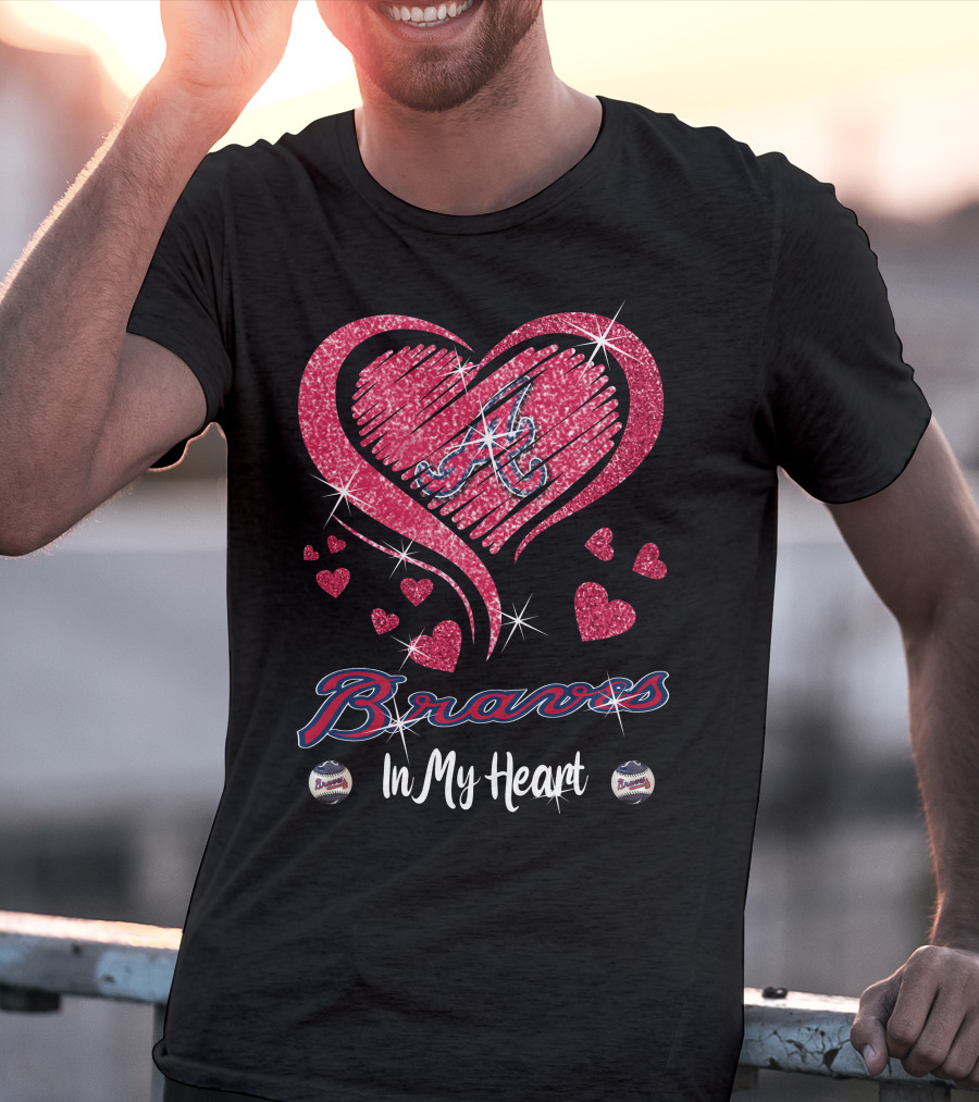 Braves In My Heart Sparkling Heart T-Shirt