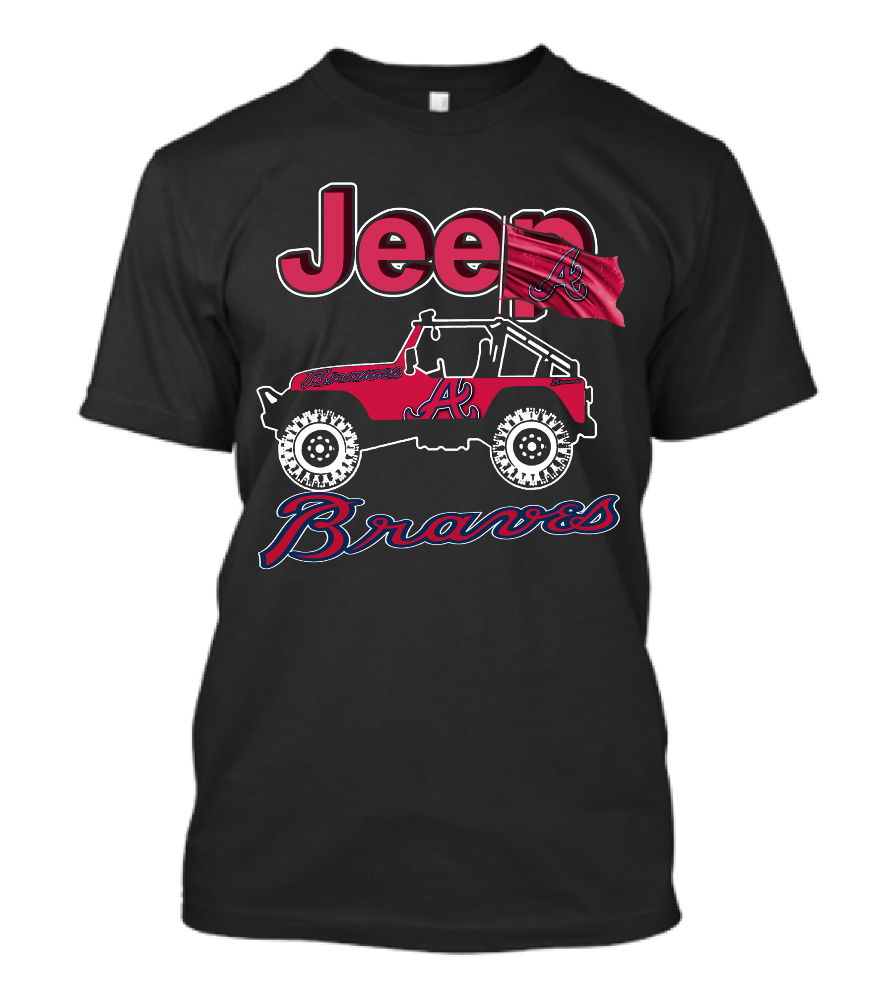 Jeep Atlanta Braves Red Flag Vehicle T-Shirt