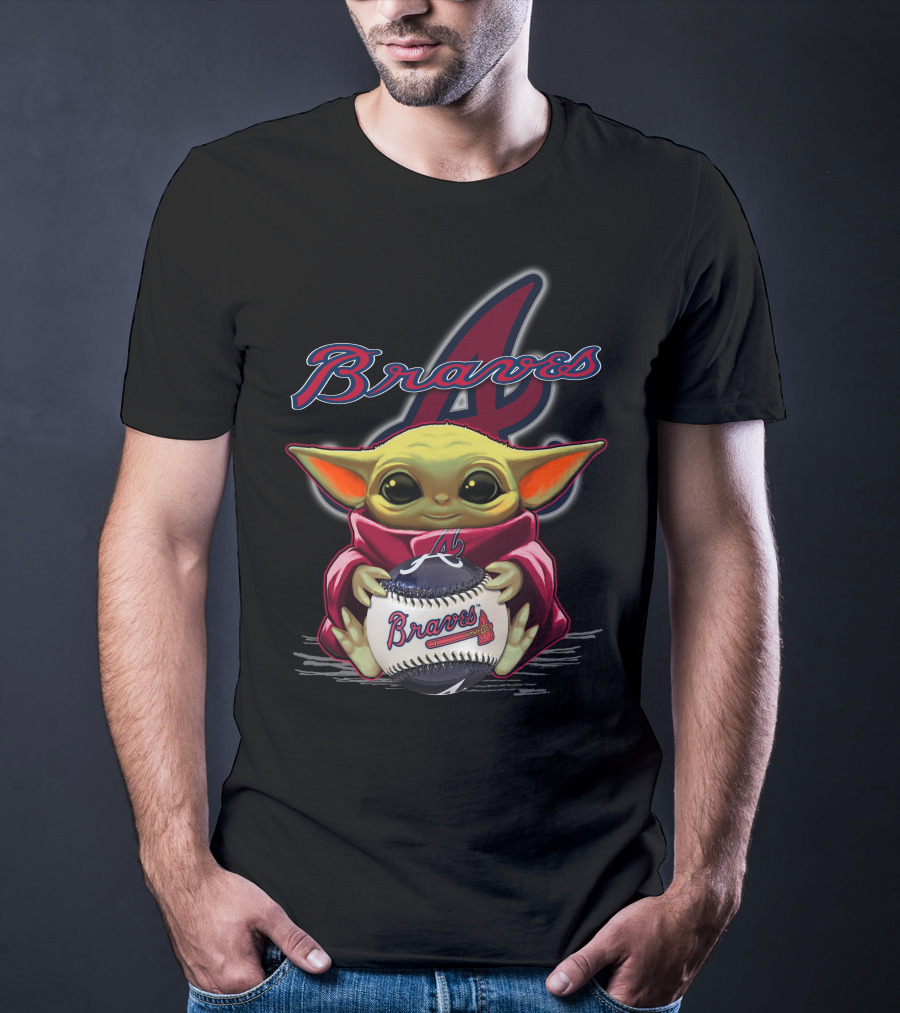 Braves Yoda Holding Baseball With Atlanta Braves T-Shirt