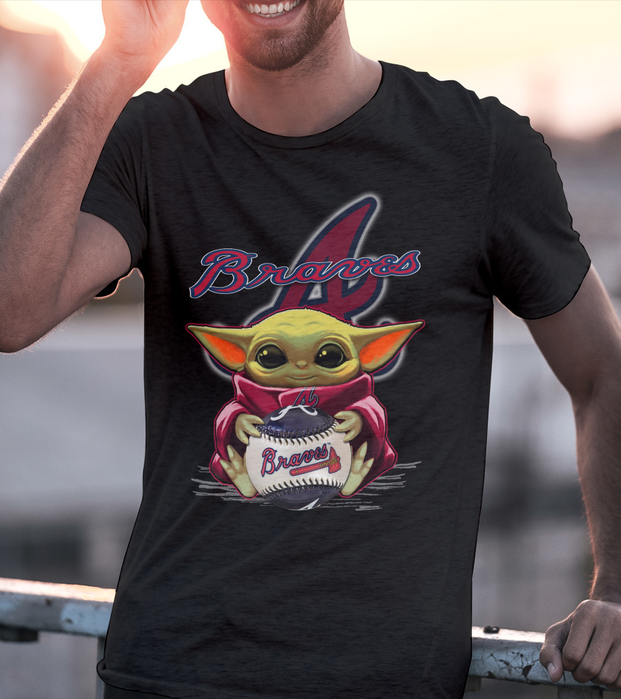 Braves Yoda Holding Baseball With Atlanta Braves T-Shirt