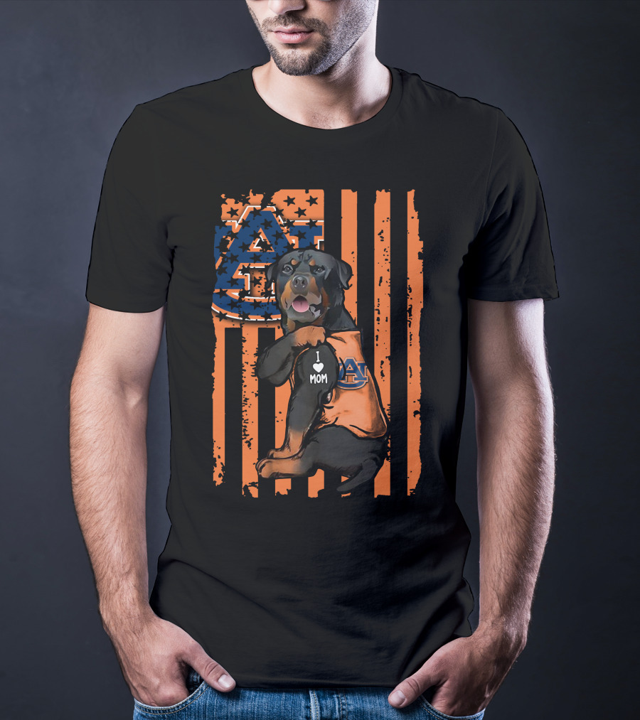 Rottweiler Auburn Tigers I Love Mom T-Shirt