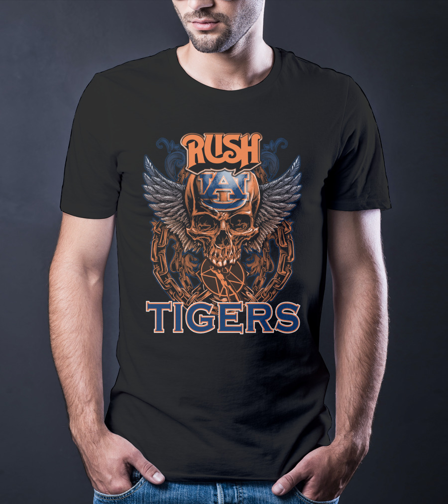 Rush Auburn Tigers Skull Wings Chains T-Shirt