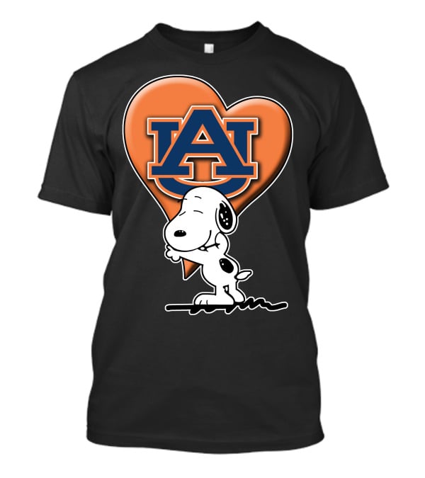 Snoopy Hugging Auburn Tigers Heart T-Shirt