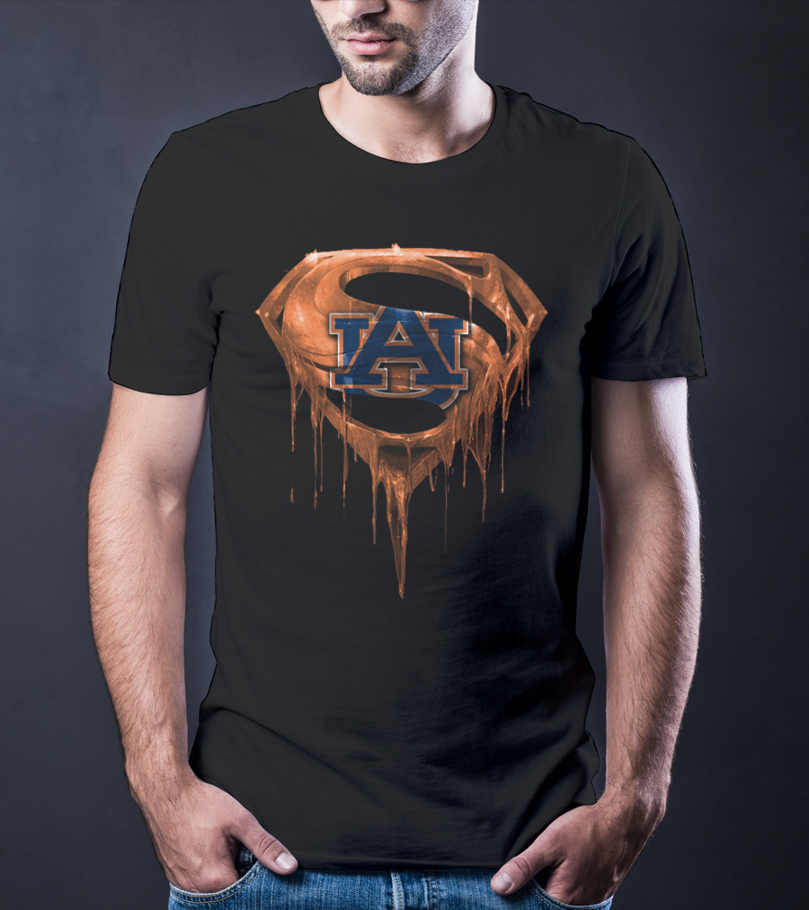 Auburn Tigers Au Logo Dripping Superhero Shield T-Shirt