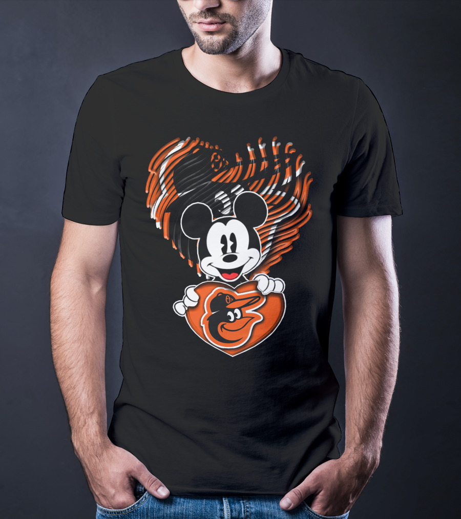 Mickey Mouse Heart Hands Baltimore Orioles T-Shirt