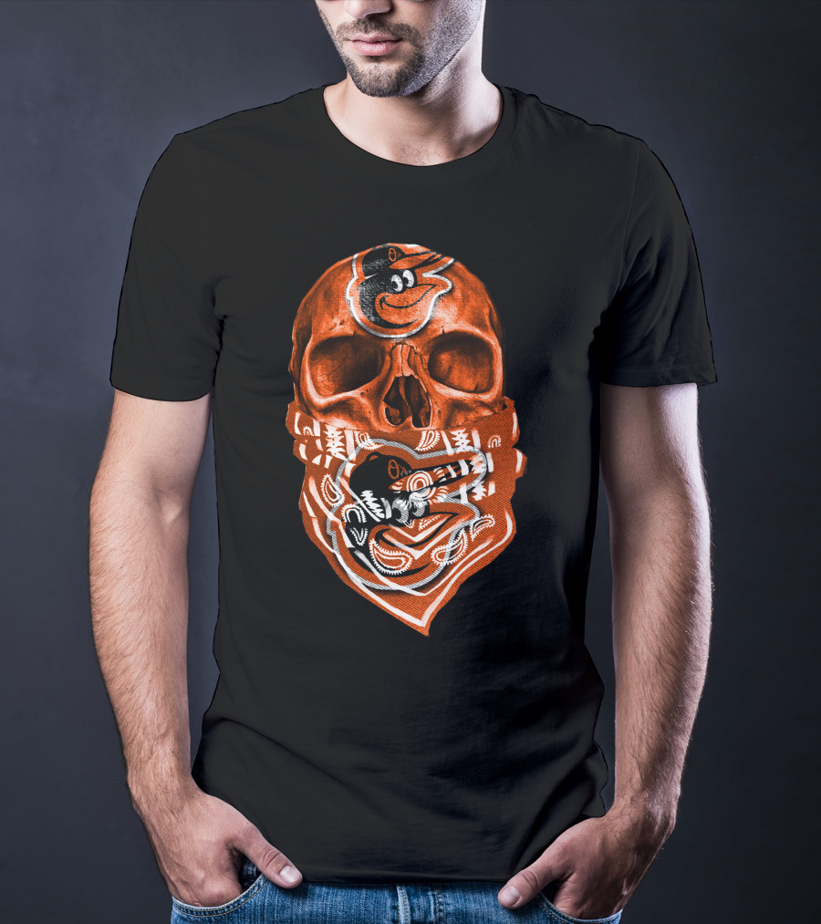 Skull Bandana V5 Baltimore Orioles T-Shirt