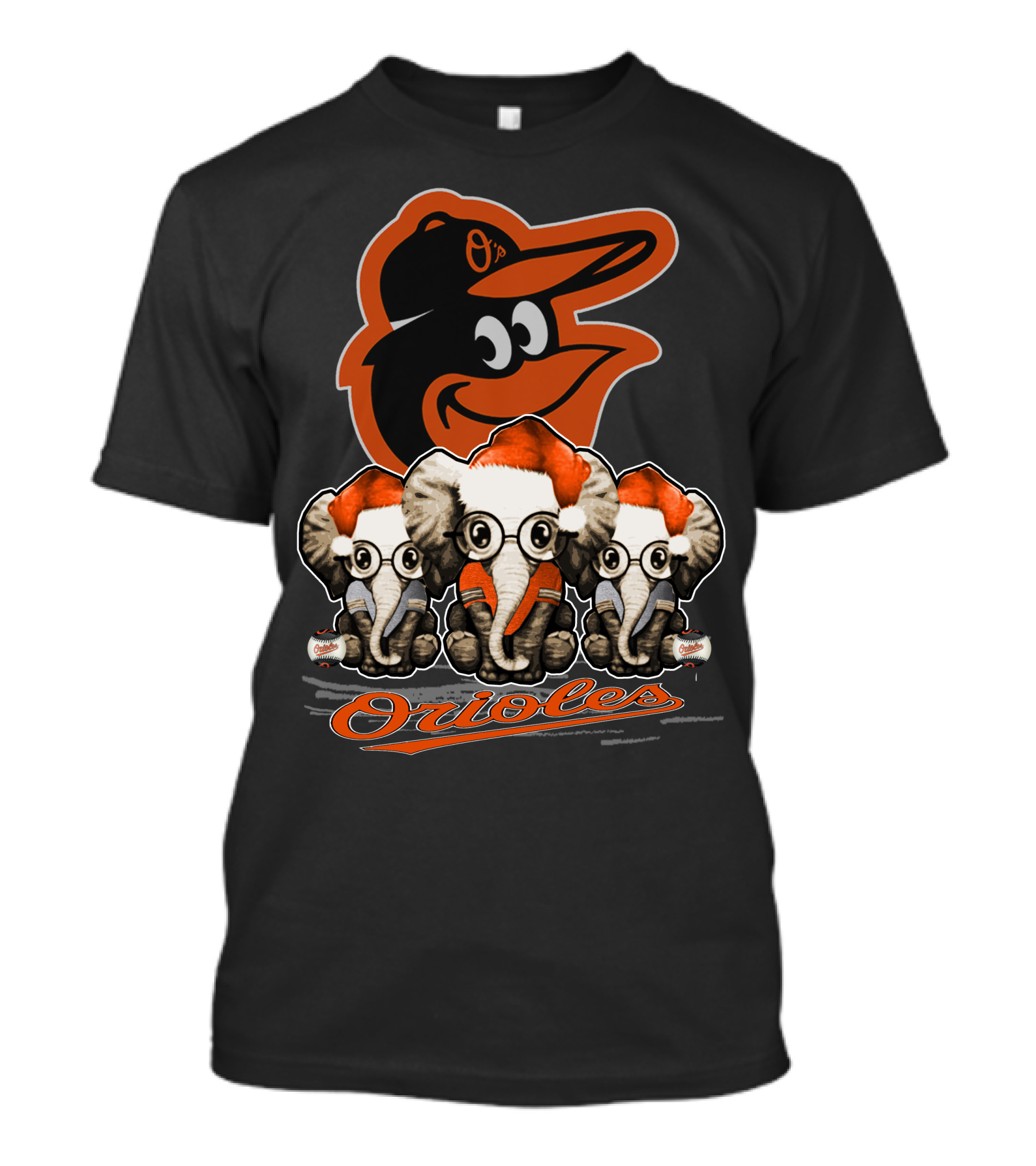 Elephan Xmas Orioles Santa Hat Baltimore Orioles T-Shirt