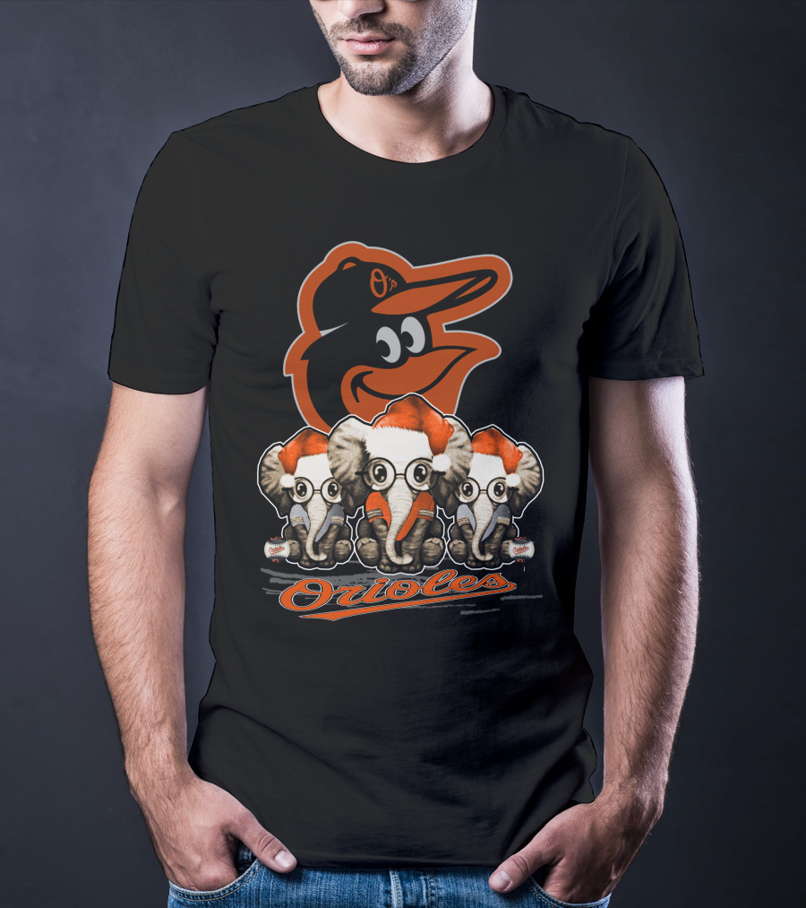 Elephan Xmas Orioles Santa Hat Baltimore Orioles T-Shirt