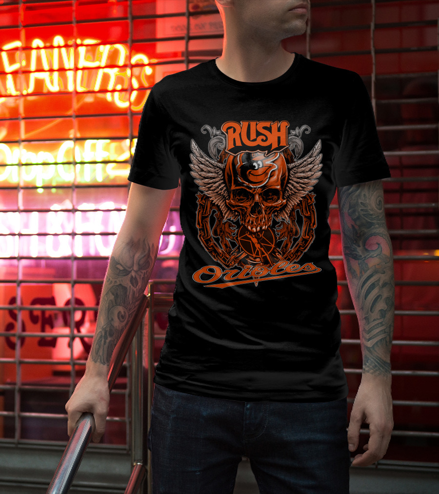 Rush Orioles Skull Wings Chain T-Shirt