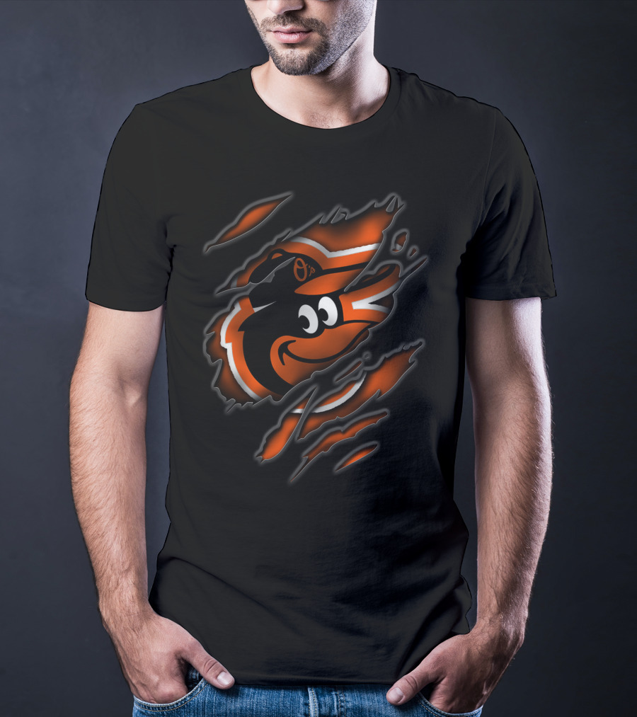 Torn Baltimore Orioles Cartoon Bird T-Shirt