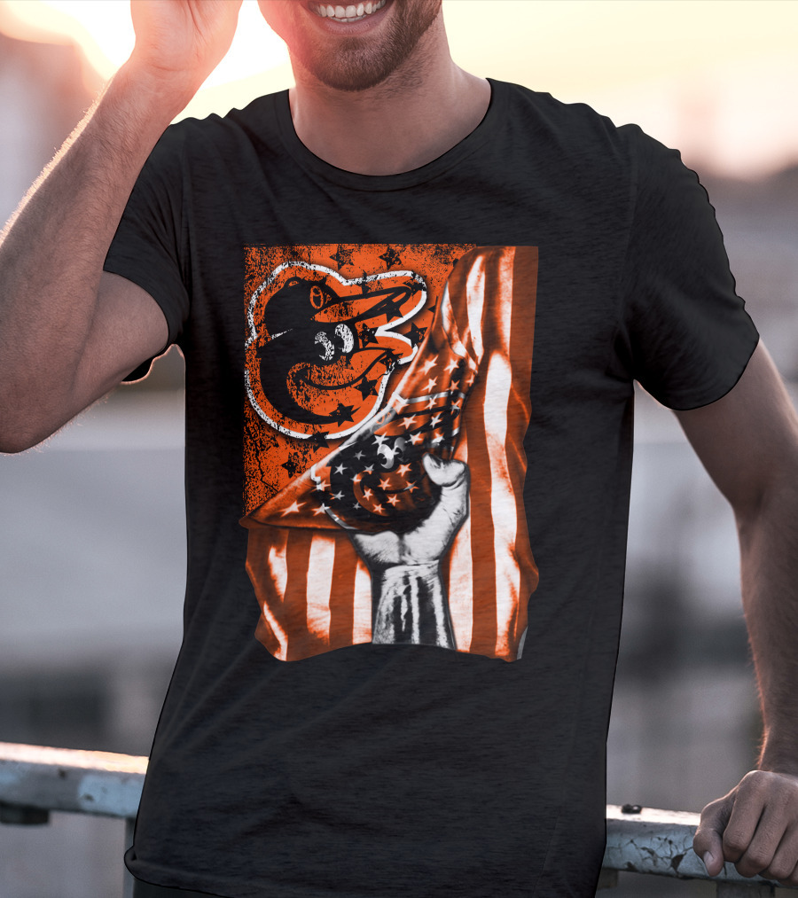 Baltimore Orioles Stars And Stripes Flag T-Shirt