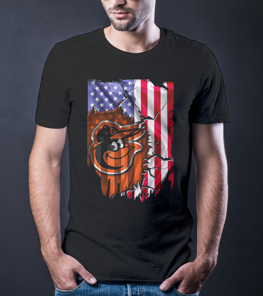 American Flag Baltimore Orioles T-Shirt