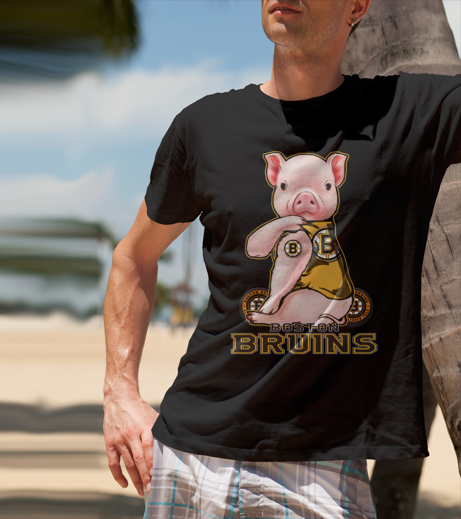 Boston Bruins Pig Wearing Team Uniform T-Shirt