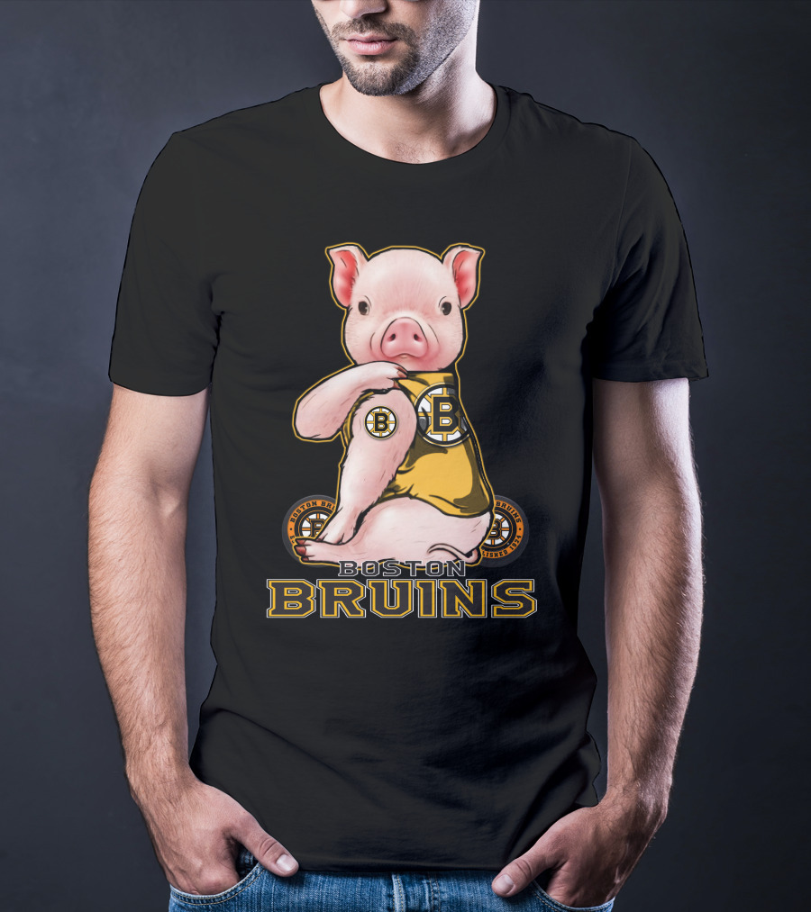 Boston Bruins Pig Wearing Team Uniform T-Shirt