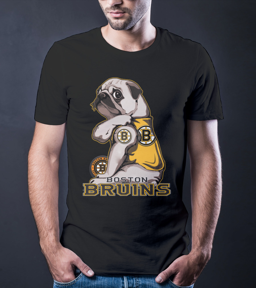 Pug Wearing Boston Bruins Jersey T-Shirt