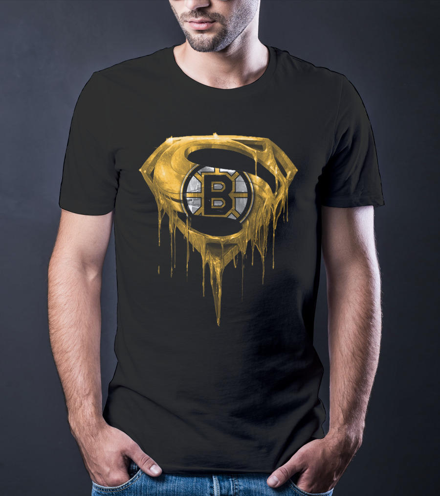 Boston Bruins Dripping Gold Superman T-Shirt
