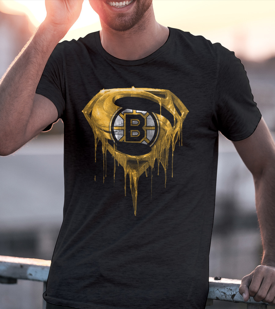 Boston Bruins Dripping Gold Superman T-Shirt