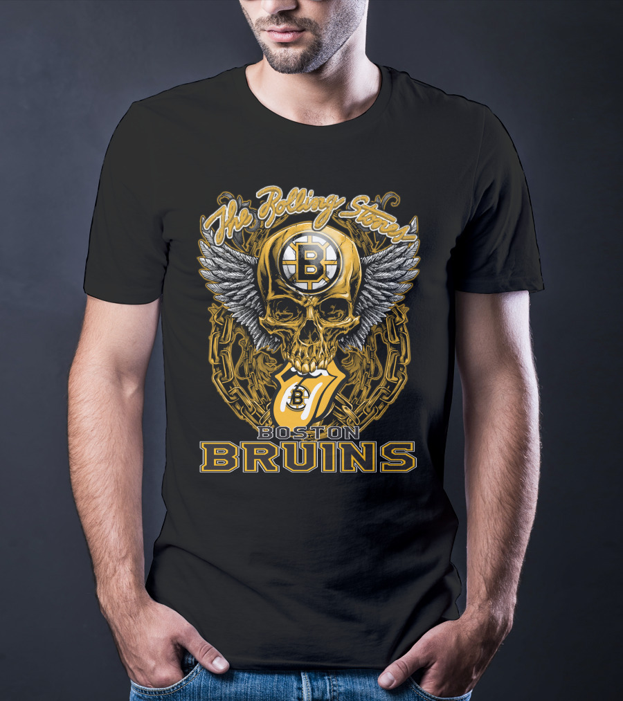The Rolling Stones Boston Bruins Skull And Wings Iconic Collaboration T-Shirt