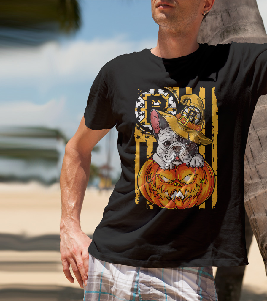 Bulldog Halloween Boston Bruins Pumpkin Magic T-Shirt