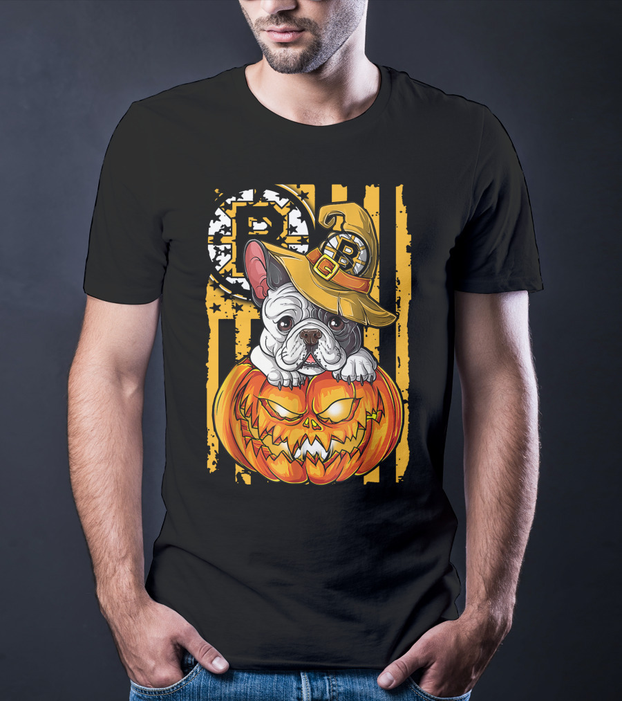 Bulldog Halloween Boston Bruins Pumpkin Magic T-Shirt