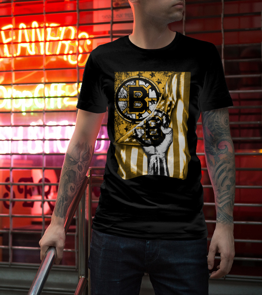 Boston Bruins American Flag Emblem T-Shirt