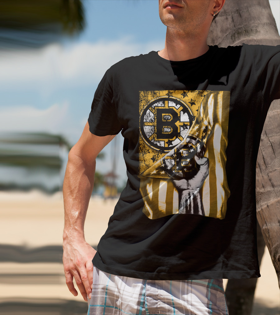 Boston Bruins American Flag Emblem T-Shirt