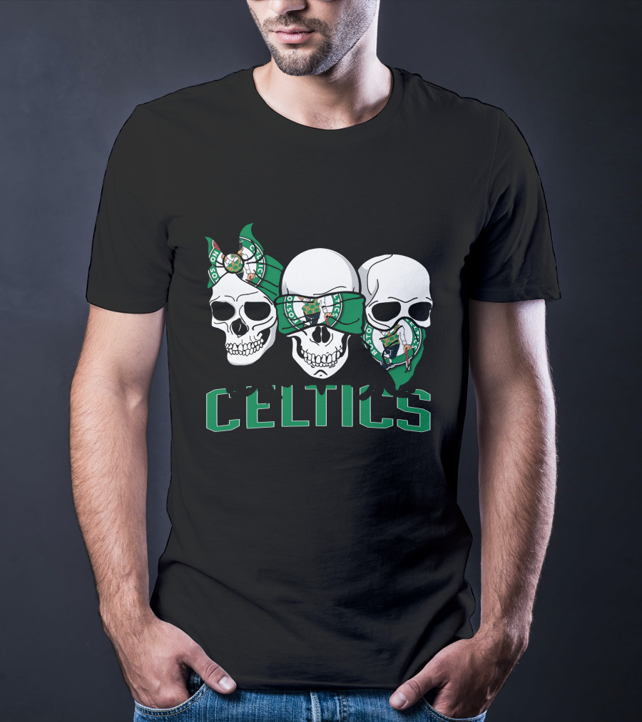 3 Skull Celtics Boston Bandana T-Shirt