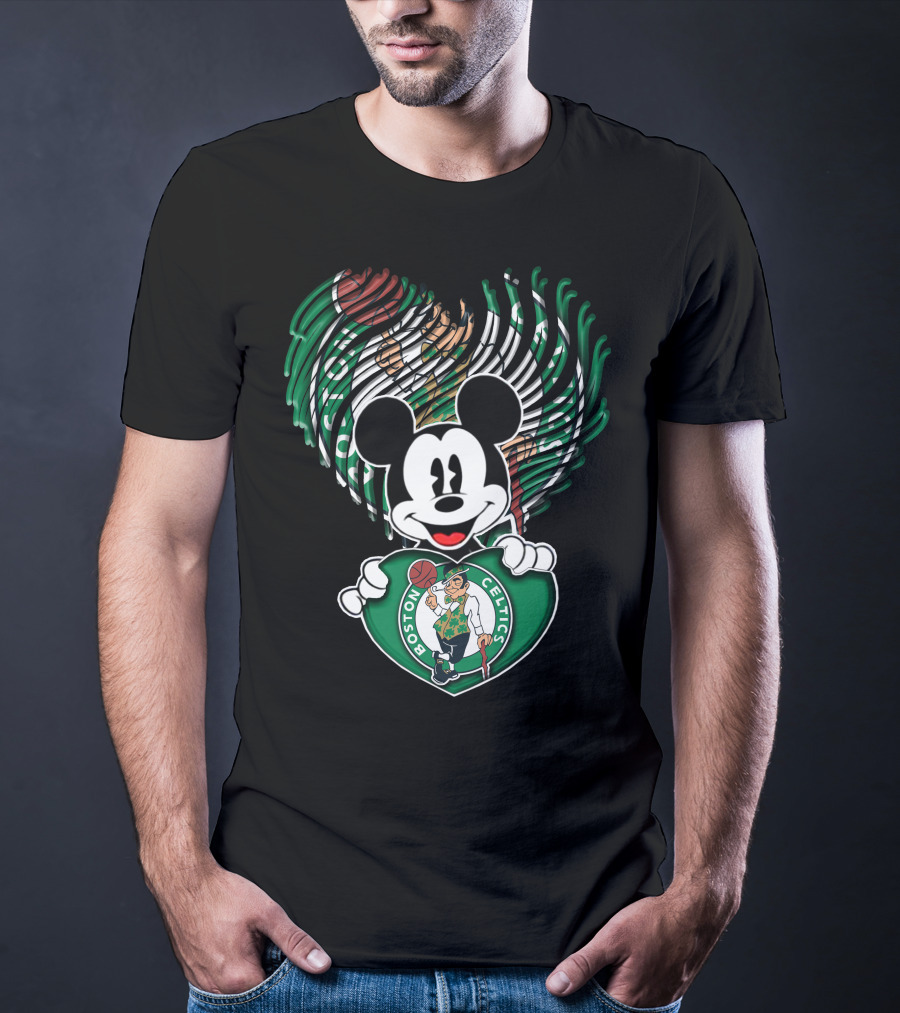 Mick Mouse Boston Celtics Basketball Fan Logo Mashup T-Shirt