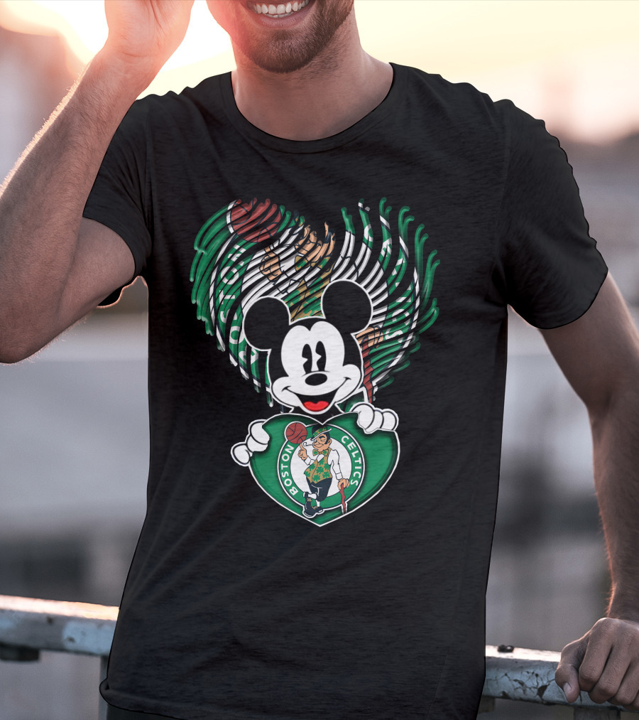 Mick Mouse Boston Celtics Basketball Fan Logo Mashup T-Shirt