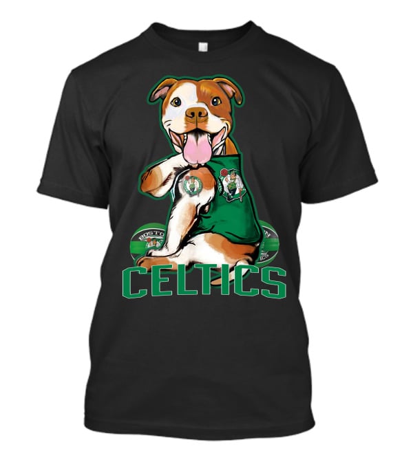 Boston Celtics Pitbull Fan With Team T-Shirt
