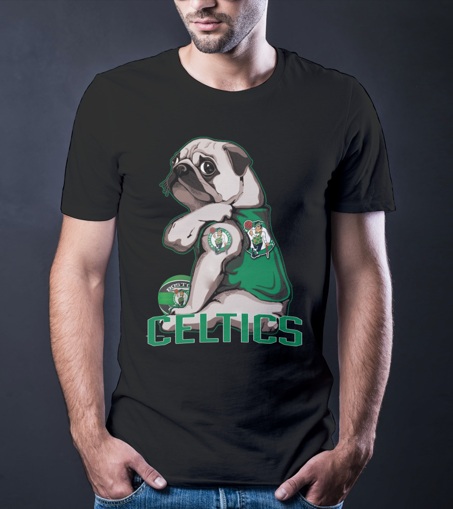 Pug Celtics Boston Basketball Fan Iconic Team T-Shirt