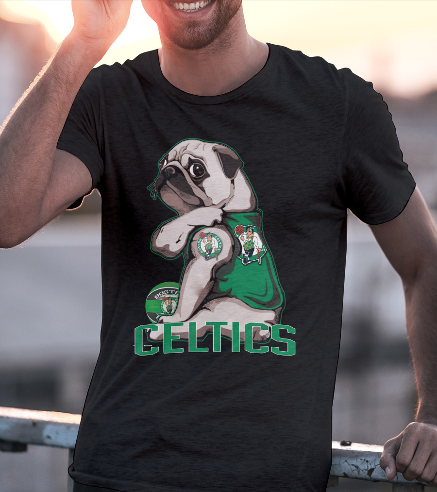 Pug Celtics Boston Basketball Fan Iconic Team T-Shirt