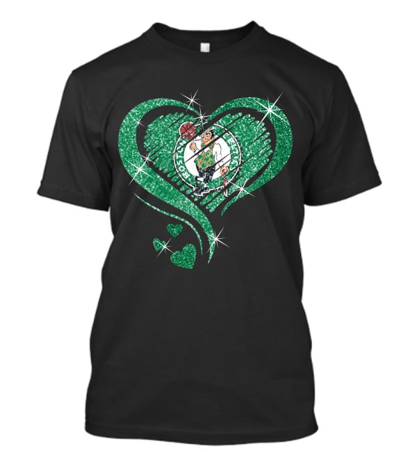 Heart Diamond Glitter Boston Celtics Emblem T-Shirt