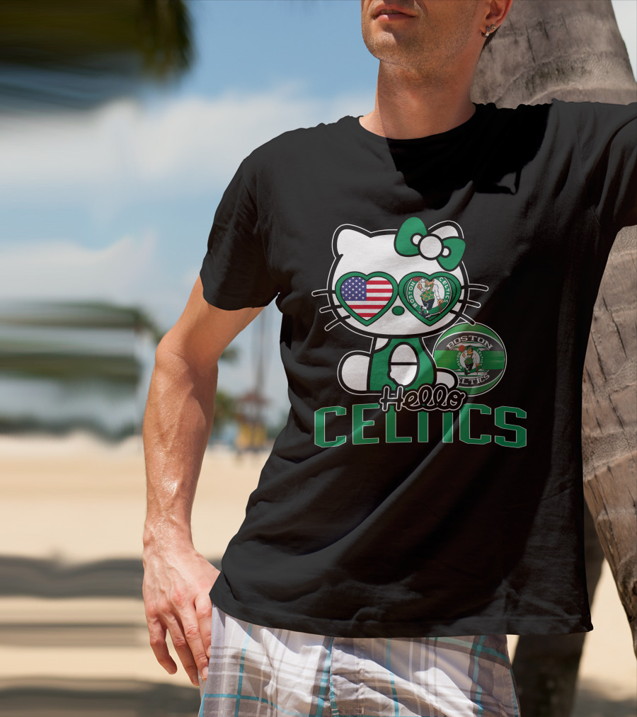 Hello Kitty Boston Celtics USA Heart Patch T-Shirt
