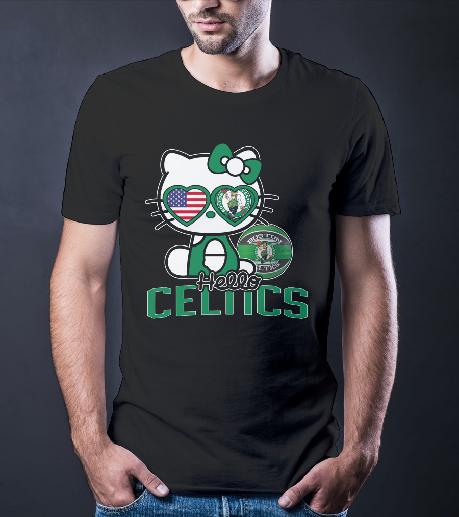 Hello Kitty Boston Celtics USA Heart Patch T-Shirt