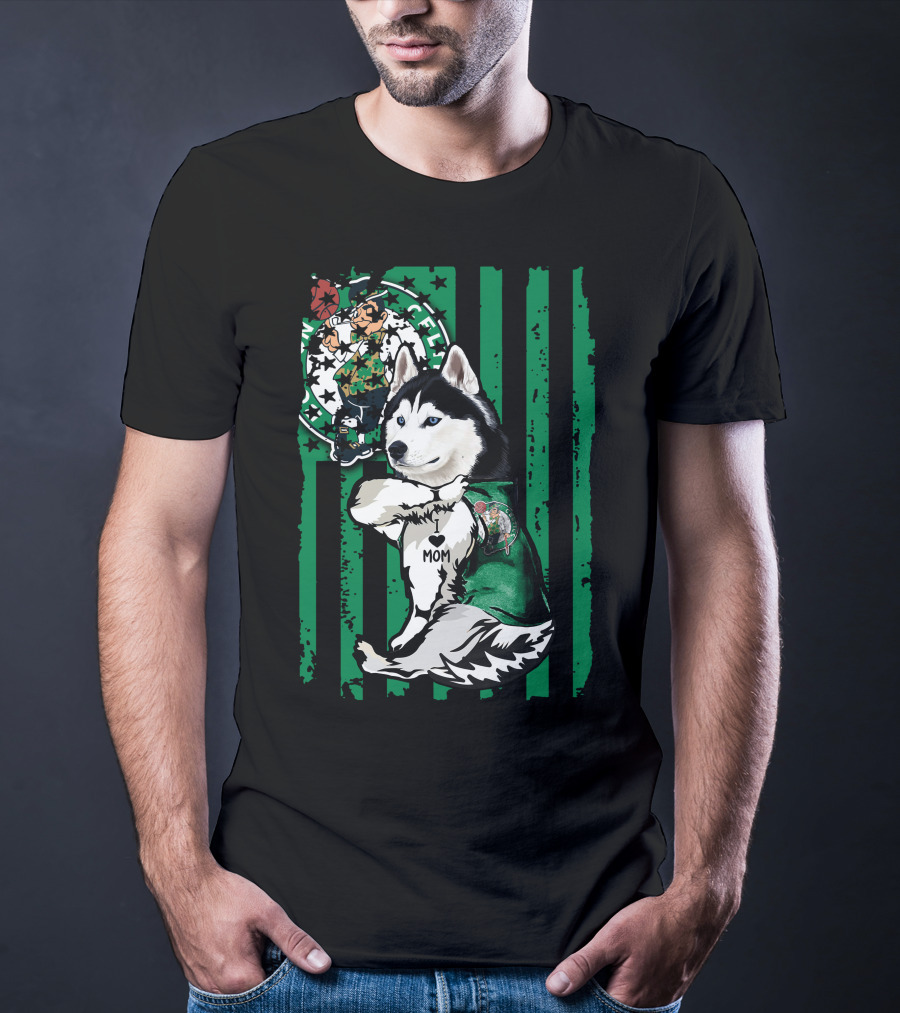 Boston Celtics Siberian Husky Mom Fan T-Shirt
