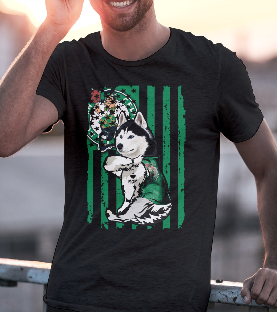 Boston Celtics Siberian Husky Mom Fan T-Shirt