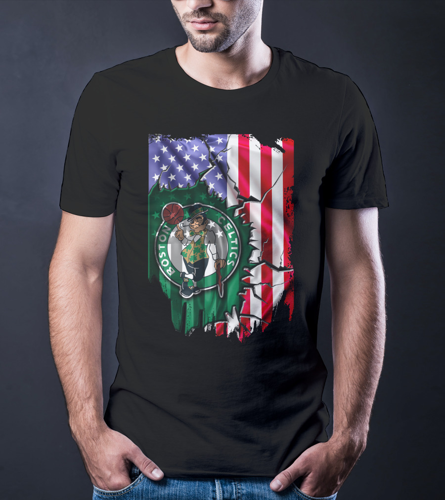 American Flag Boston Celtics T-Shirt