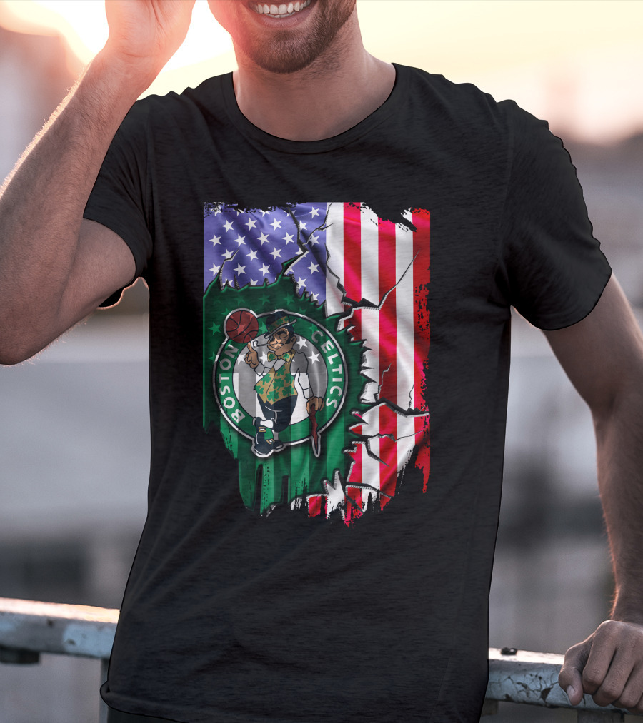 American Flag Boston Celtics T-Shirt