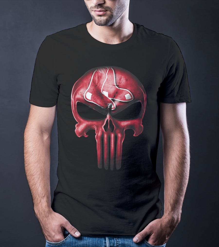 Boston Red Sox Skull Punisher Logo Sox T-Shirt