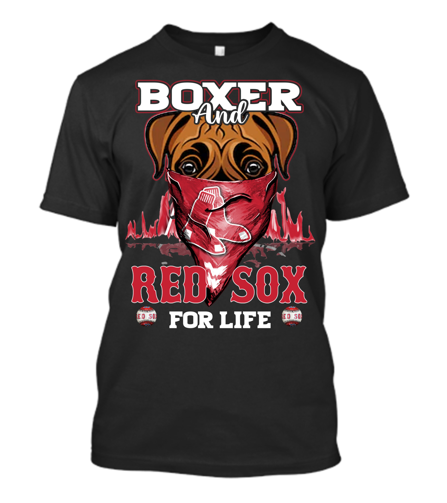 Boxer And Red Sox For Life Boston Red Sox T-Shirt