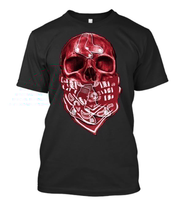 Skull With Bandana Boston Red Sox T-Shirt
