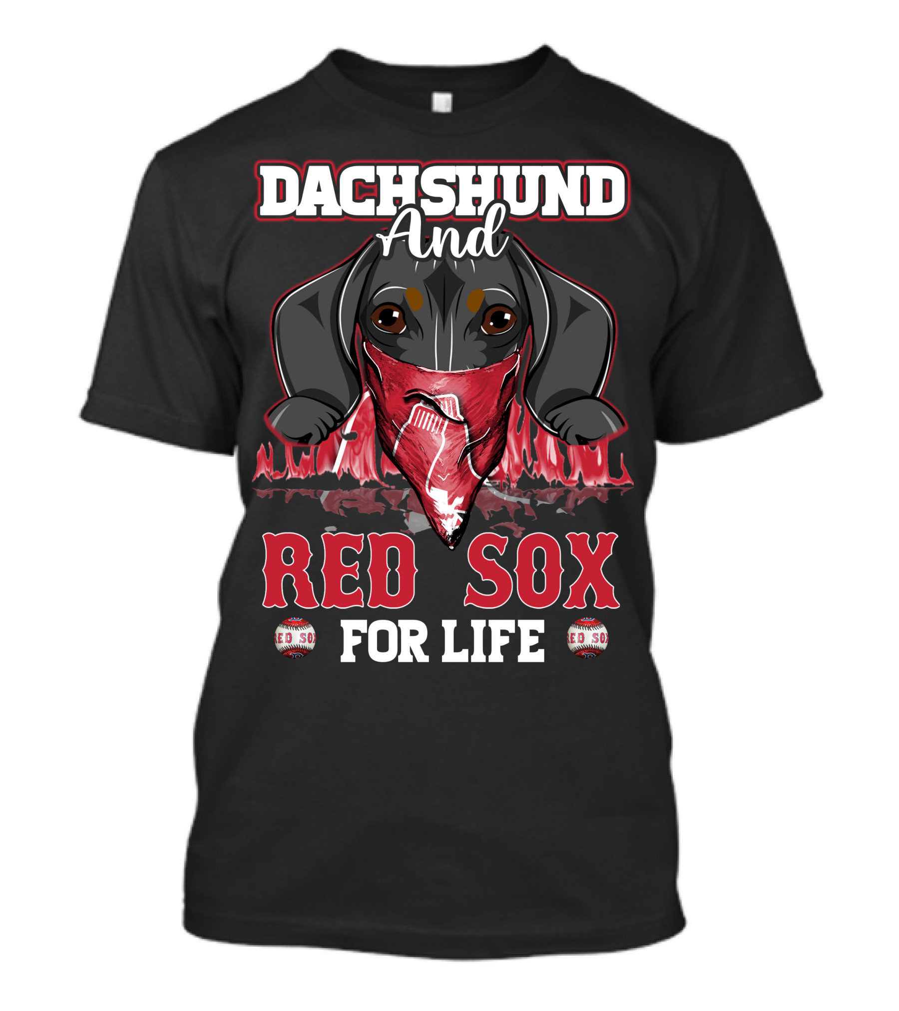 Dachshund And Red Sox For Life T-Shirt
