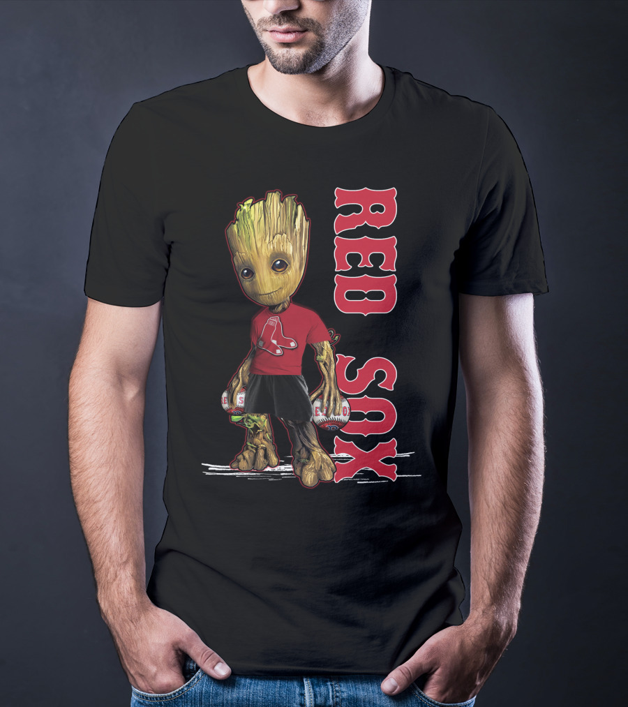 Baby Groot Boston Red Sox Fan Holding Baseballs T-Shirt